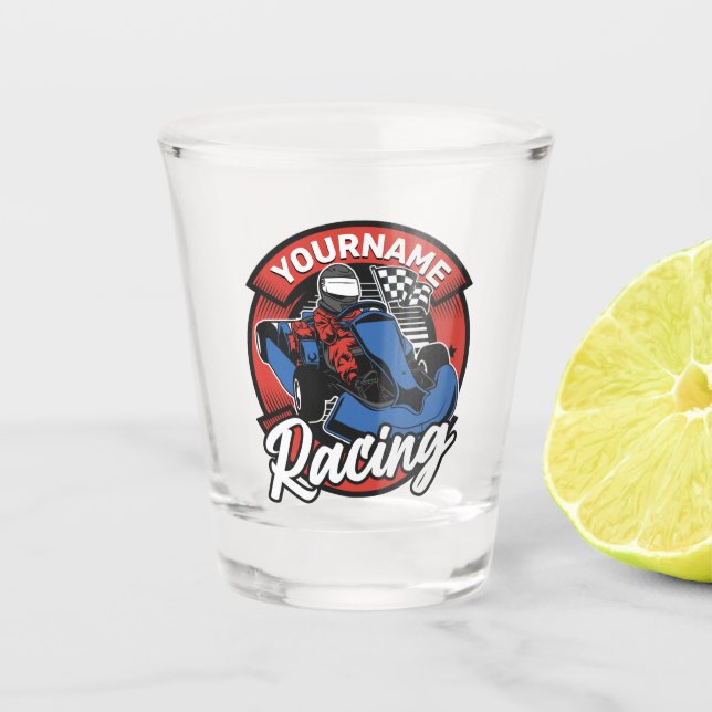 Personalized Go Kart Extreme Racing Karting Race Shot Glass (Front)