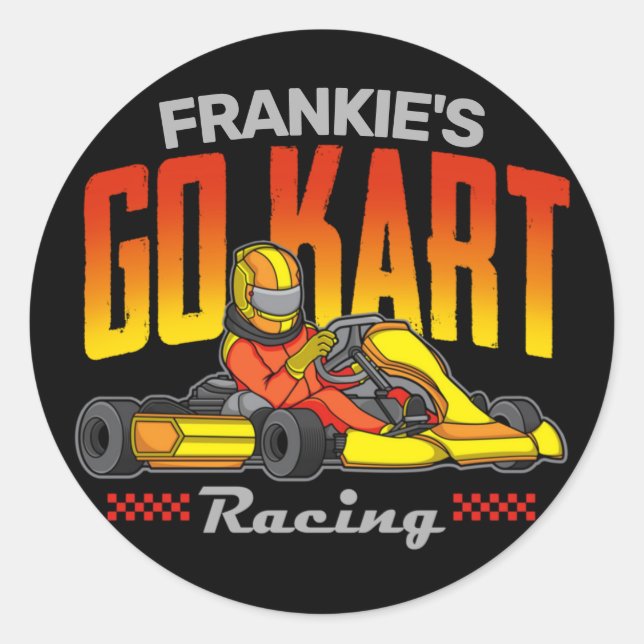 Personalized Go Kart Racing Motorsport Karting Classic Round Sticker (Front)