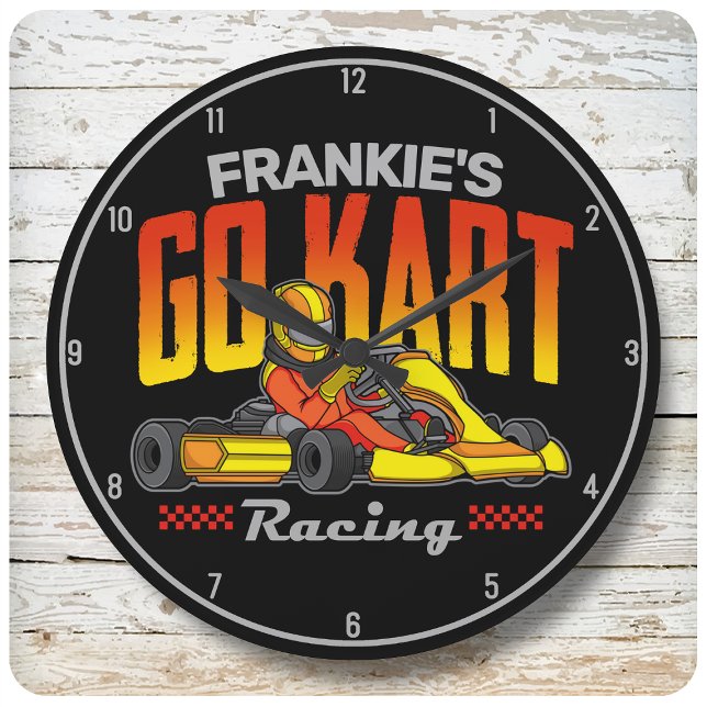 Personalized Go Kart Racing Motorsport Karting Large Clock (Creator Uploaded)