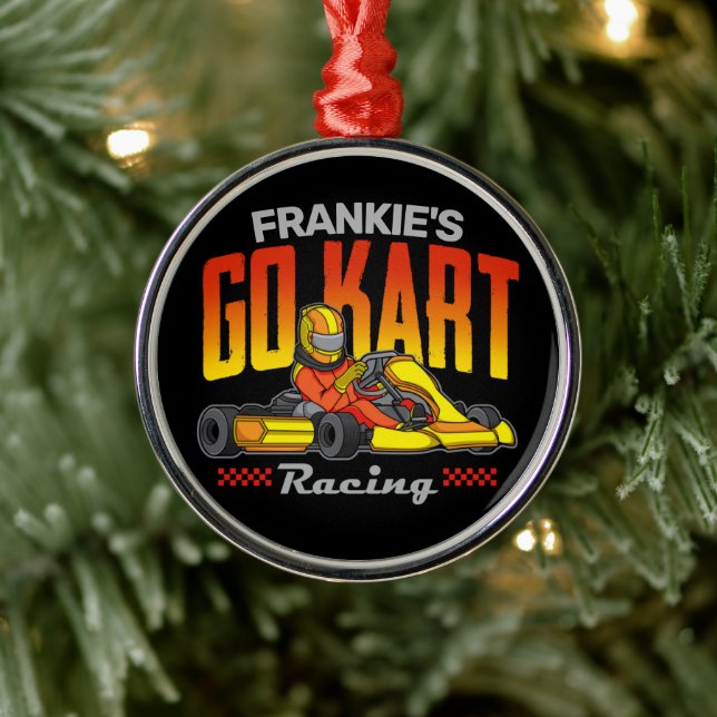 Personalized Go Kart Racing Motorsport Karting Metal Ornament (Tree)