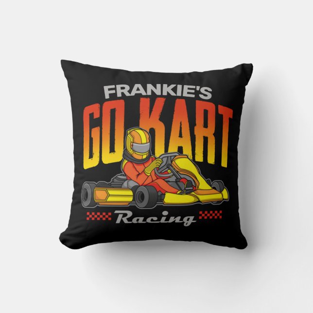 Personalized Go Kart Racing Motorsport Karting Throw Pillow (Front)