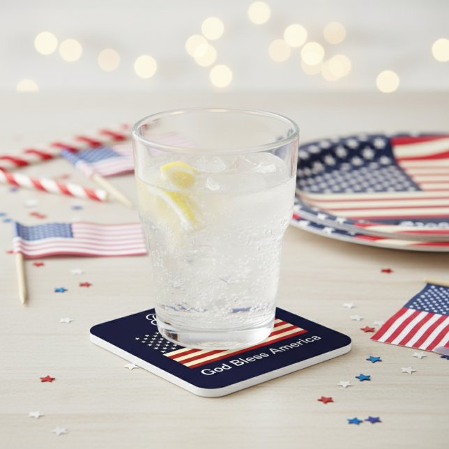 Personalized God Bless America Flag Coaster (Personalized God Bless America Flag Coaster)