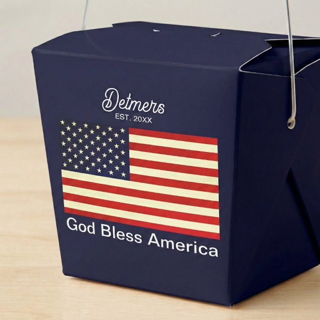 Personalized God Bless America Flag Favor Box (Pack your party with patriotism.)