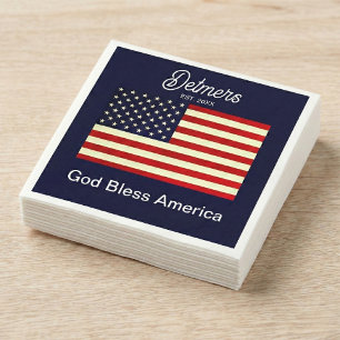 Personalized God Bless America Flag  Napkin