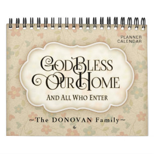 Personalized God Bless Home Family Gift Planner Calendar