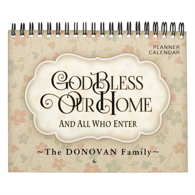 Personalized God Bless Home Family Gift Planner Calendar (Cover)