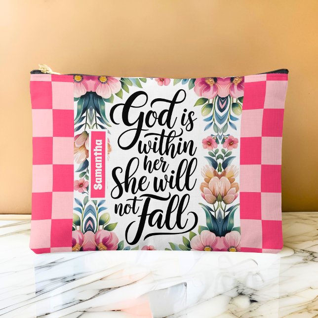 Personalized God is Within Her Christian Women Accessory Pouch (Creator Uploaded)