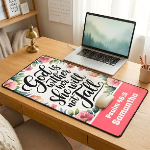Personalized God is Within Her Christian Women Desk Mat