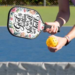 Personalized God is Within Her Christian Women Pickleball Paddle