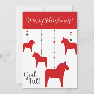Personalized God jul! Christmas Dala Horse Holiday Card
