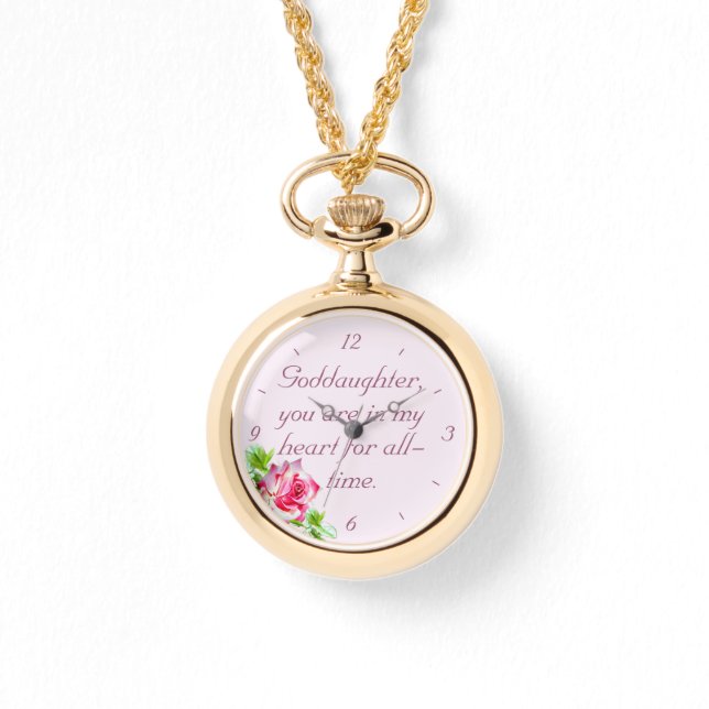 Personalized Goddaughter Necklace Watch (Front)