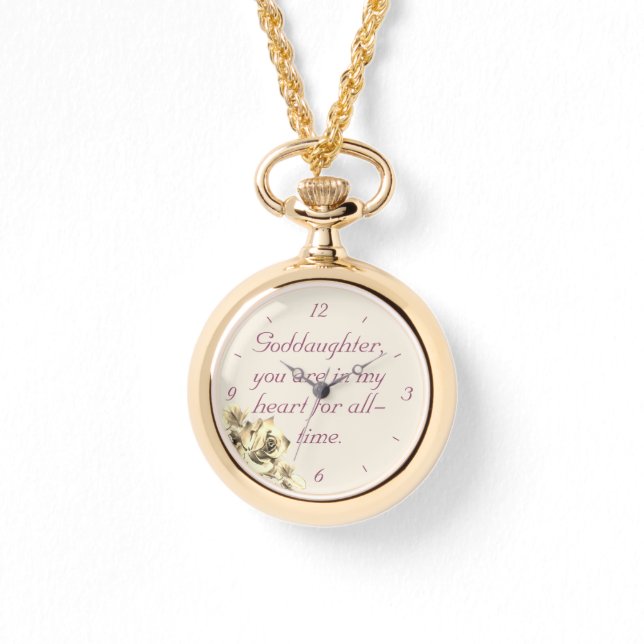 Personalized Goddaughter Necklace Watch (Front)