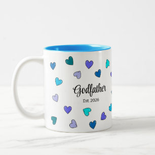 Personalized Godfather Blue Heart Gift Two-Tone Coffee Mug