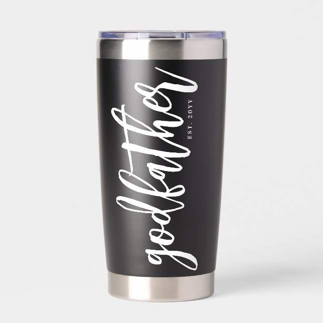 Personalized Godfather Brush Script Typography  Insulated Tumbler (Front)