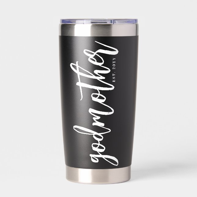 Personalized Godmother Brush Script Typography  Insulated Tumbler (Front)