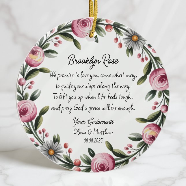 Personalized Godparents Promise Baptism Ornament (Creator Uploaded)