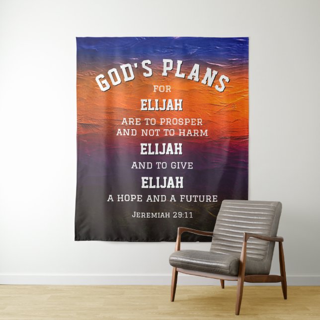 Personalized GOD'S PLANS Jeremiah 29:11 Christian Tapestry (In Situ)