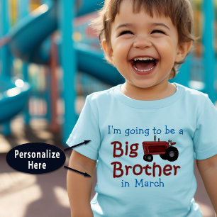 Personalized Going To Be Big Brother Red Tractor Toddler T-shirt