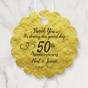 Personalized Gold 50th Anniversary Thank You Favour Tags