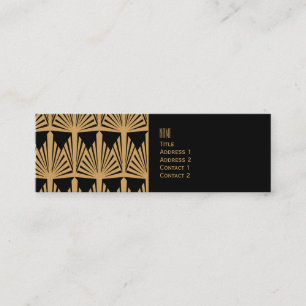 Personalized Gold and Black Art Deco Pattern Mini Business Card