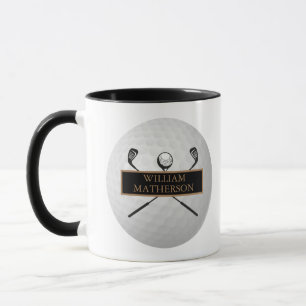 Personalized Gold and Black Golf Ball Classic Mug