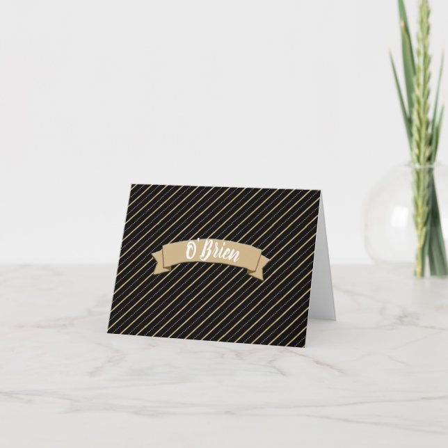 Personalized Gold and Black Note Card (Front)