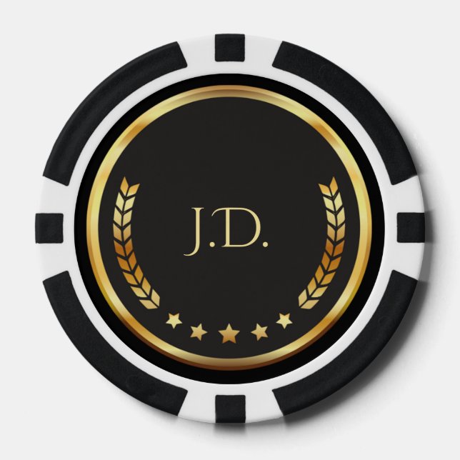Personalized Gold and Black Poker Chips (Front)