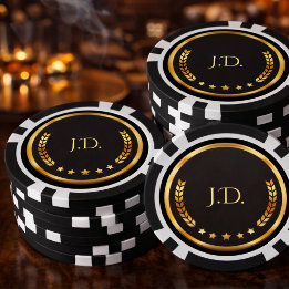 Personalized Gold and Black Poker Chips