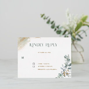 Personalized Gold and Green RSVP template