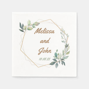 Personalized Gold and Green Wedding  Napkin