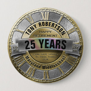 Personalized Gold and Silver Retirement Button