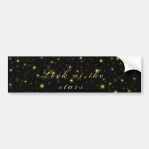 Personalized Gold and sparkles stars on black  Bum Bumper Sticker
