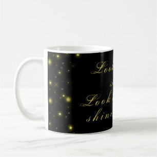 Personalized Gold and sparkles stars on black  Coffee Mug