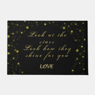 Personalized Gold and sparkles stars on black  Doormat