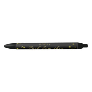 Personalized Gold and sparkles stars on black  Ink Pen