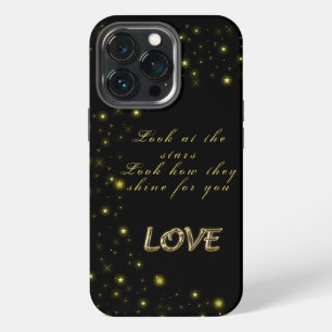 Personalized Gold and sparkles stars on black iPhone 13 Pro Case