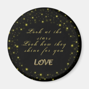 Personalized Gold and sparkles stars on black Magnet