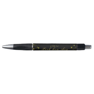Personalized Gold and sparkles stars on black Pen