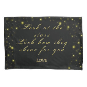 Personalized Gold and sparkles stars on black  Pillowcase