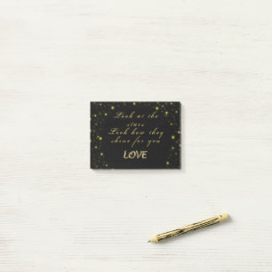 Personalized Gold and sparkles stars on black Post-it Notes
