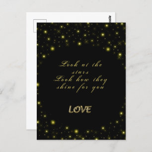 Personalized Gold and sparkles stars on black  Postcard