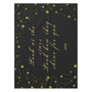 Personalized Gold and sparkles stars on black  Tablecloth