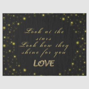 Personalized Gold and sparkles stars on black Tissue Paper
