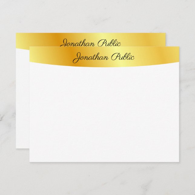 Personalized Gold And White Elegant Handwritten Card (Front/Back)
