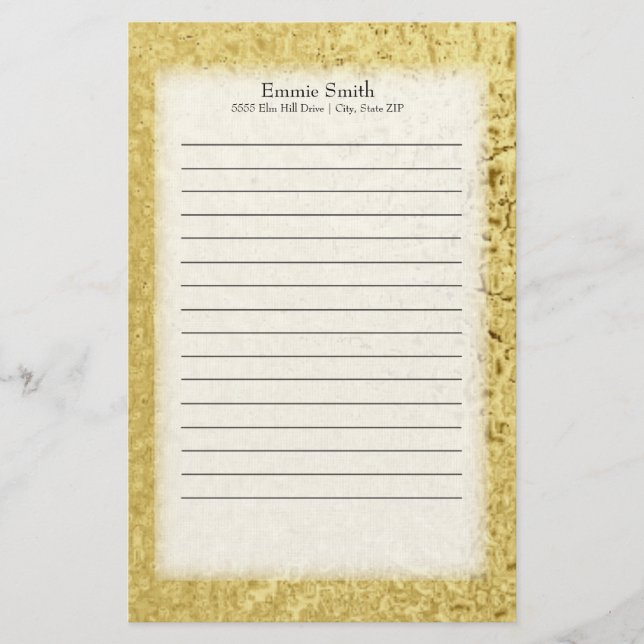 Personalized Gold and White Stationery (Front)
