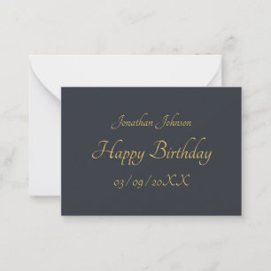 Personalized Gold Birthday Flat Note Card