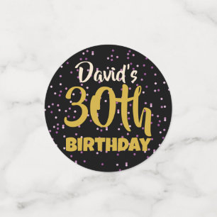 Personalized Gold & Black Birthday Confetti