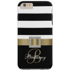 Personalized Gold, Black Bold Stripes Diamonds