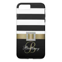 Personalized Gold, Black Bold Stripes Diamonds