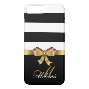 Personalized Gold, Black Bold Stripes Golden BOW Case-Mate iPhone Case